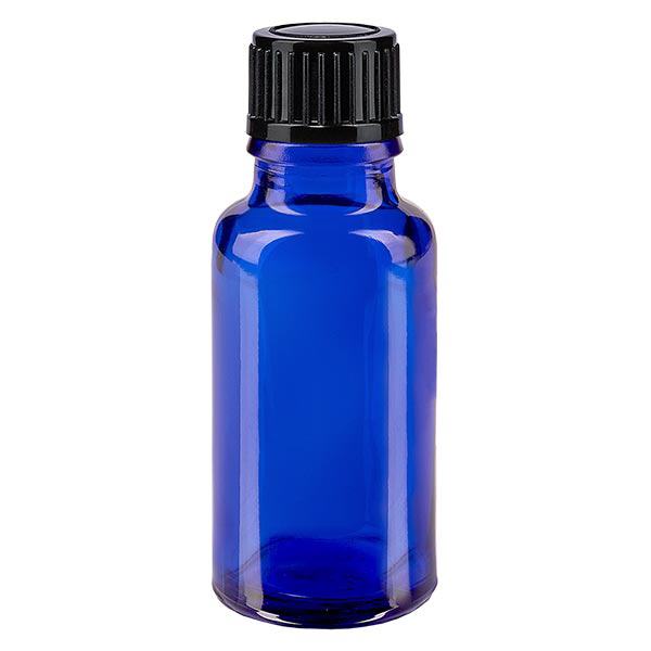 Apoteksflaska blå 20ml droppflaska 1mm svart standard