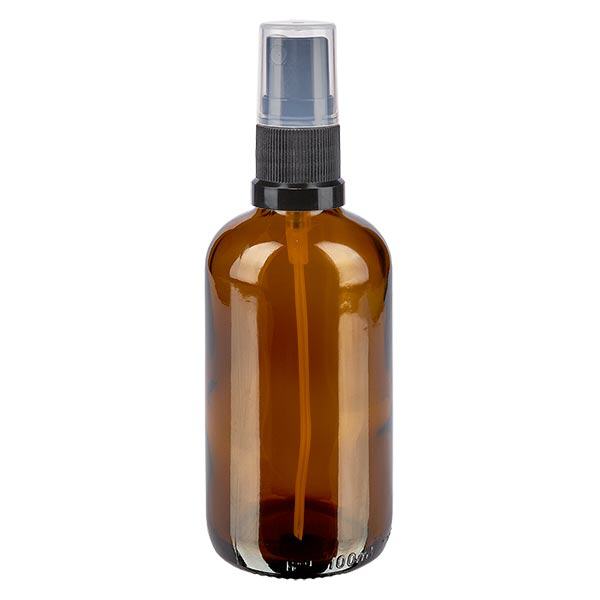Apoteksflaska brun 100ml spraytopp svart