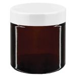 Bruna glasburkar med vitt lock