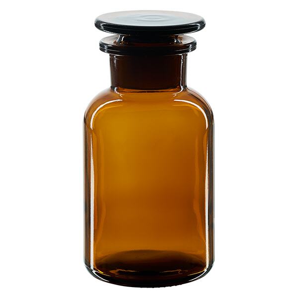 Flaska med rund axel 250ml brun glaspropp med bred hals