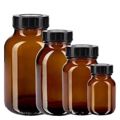 Bruna apoteksglas med bred hals