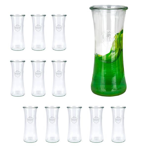 Set med 12 Weck-burkar, runda, för delikatesser, 700 ml