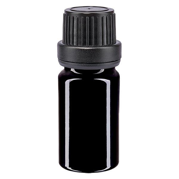Apoteksflaska violett 5ml dropplock hällring 2mm svart tamper evident stängning