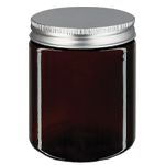 Bruna glasburkar med lock i aluminium