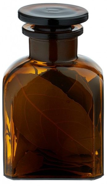 Idé för ett kryddburk i glas: Fyrkantig apotekarflaska 150 ml med vid hals, b...