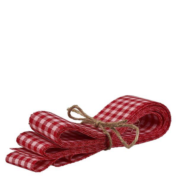 Tygband röd/vit för dekoration 300cm