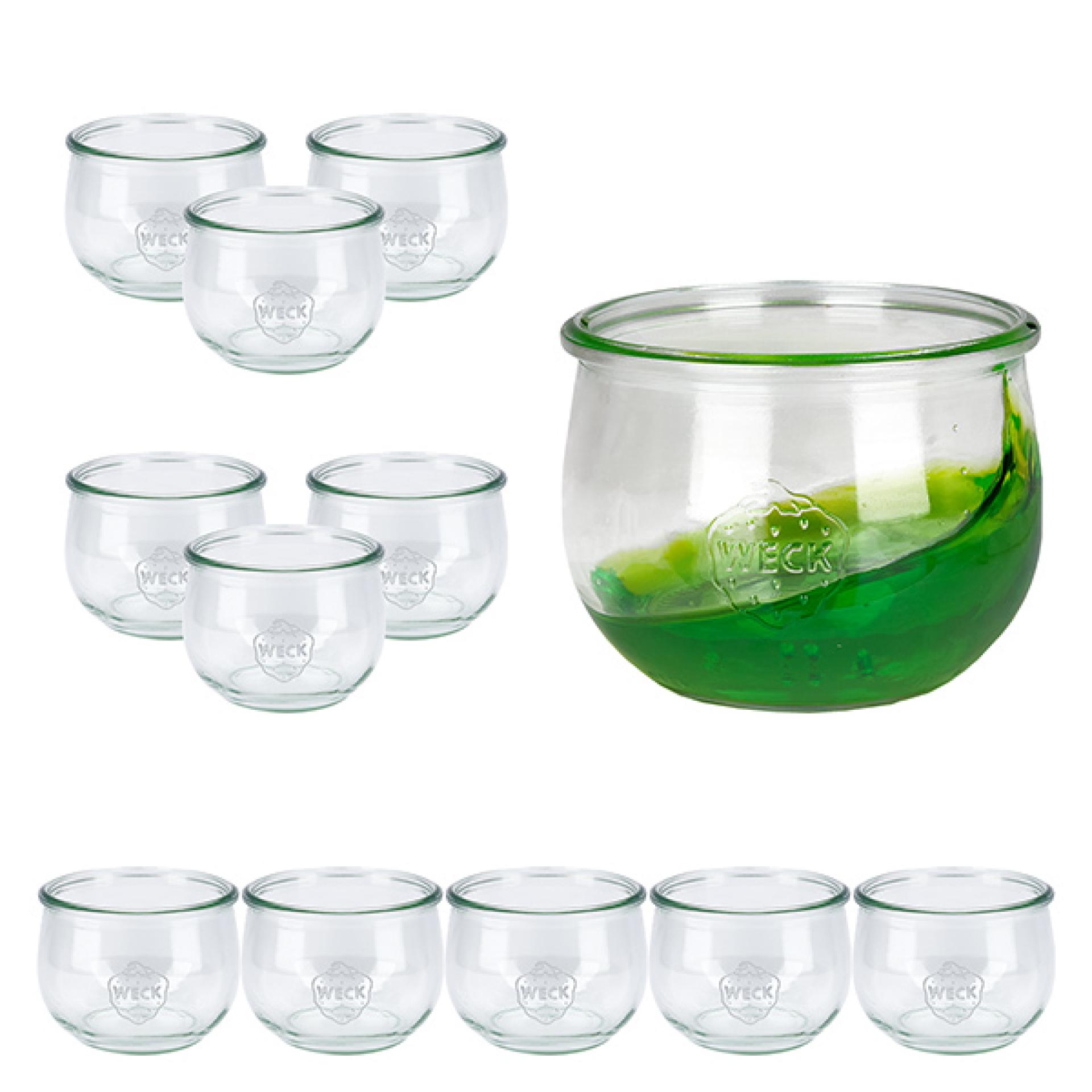 Set med 12 Weck-burkar 580 ml tulpanformade burkar 1/2 l