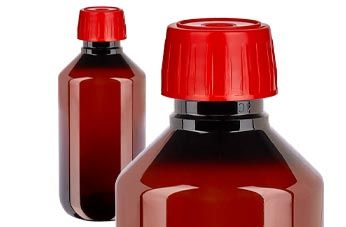 Bruna medicinska PET-flaskor med avgasningskork