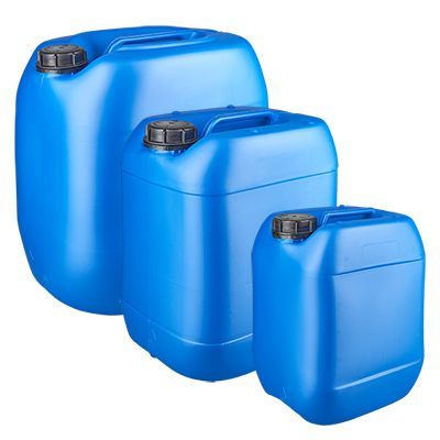 Blå behållare med skruvlock