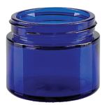 Blå glasburkar utan lock