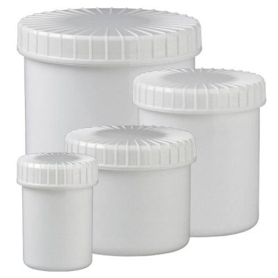 Vita skruvboxar med räfflat lock