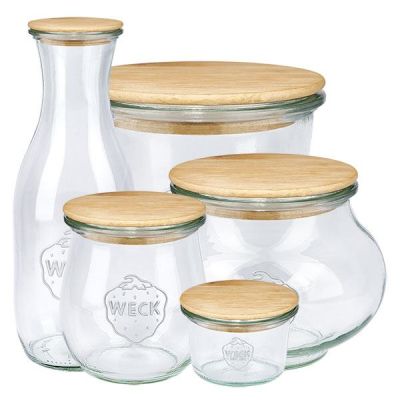 krukor med lock av trä