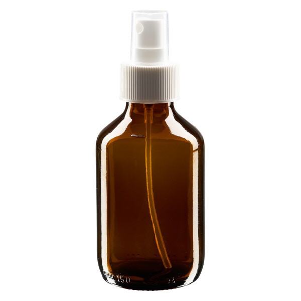 150 ml medicinflaska brun, med vit pumpförstärkare ApoGlas