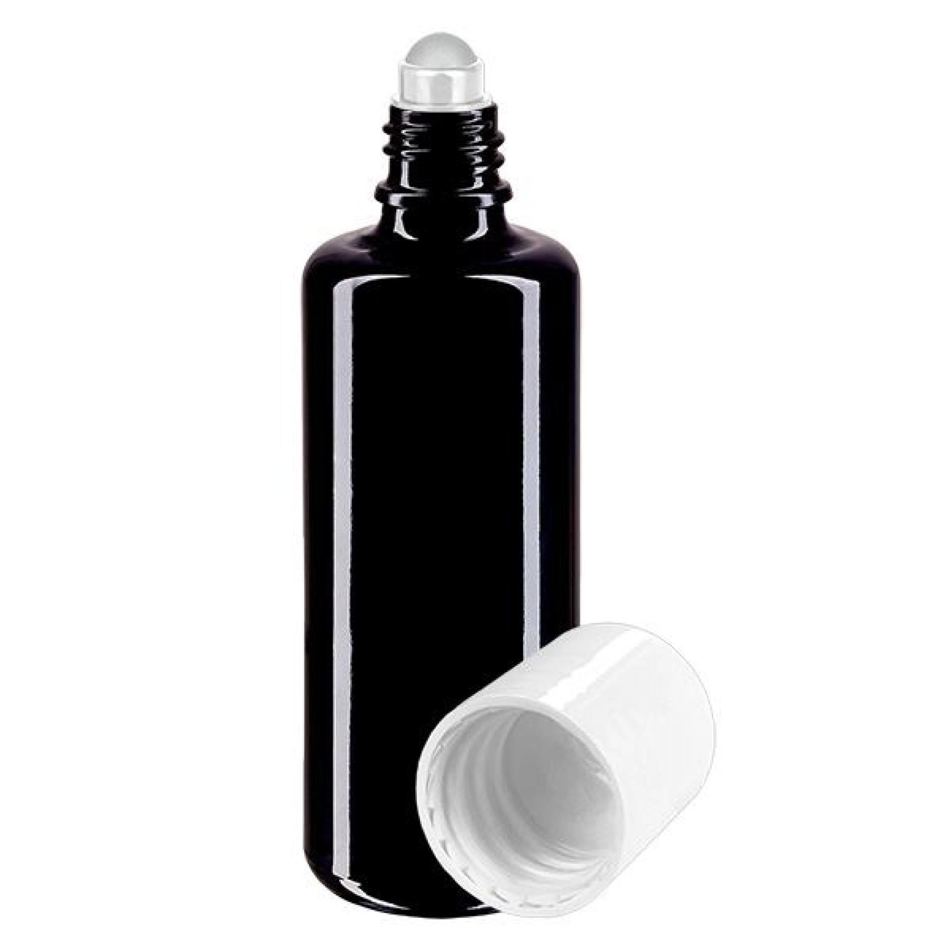 Apoteksflaska violett 50ml roll-on lock vit