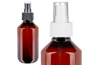 Bruna medicinska PET-flaskor med sprayhuv
