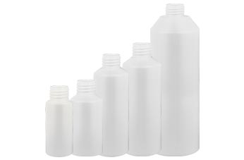 Vita cylindriska flaskor utan lock