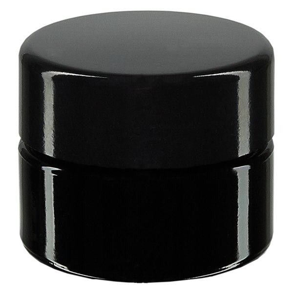 Kosmetikaburk violett glas 15ml, med svart lock