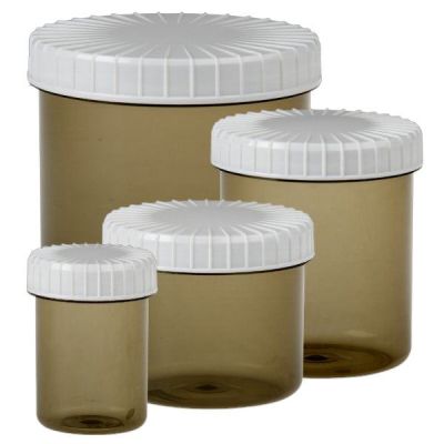 Transparent brun skruvlåda med räfflat lock